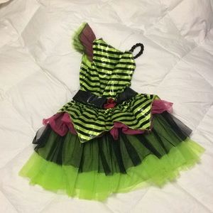 Girls green/black/pink witches costume